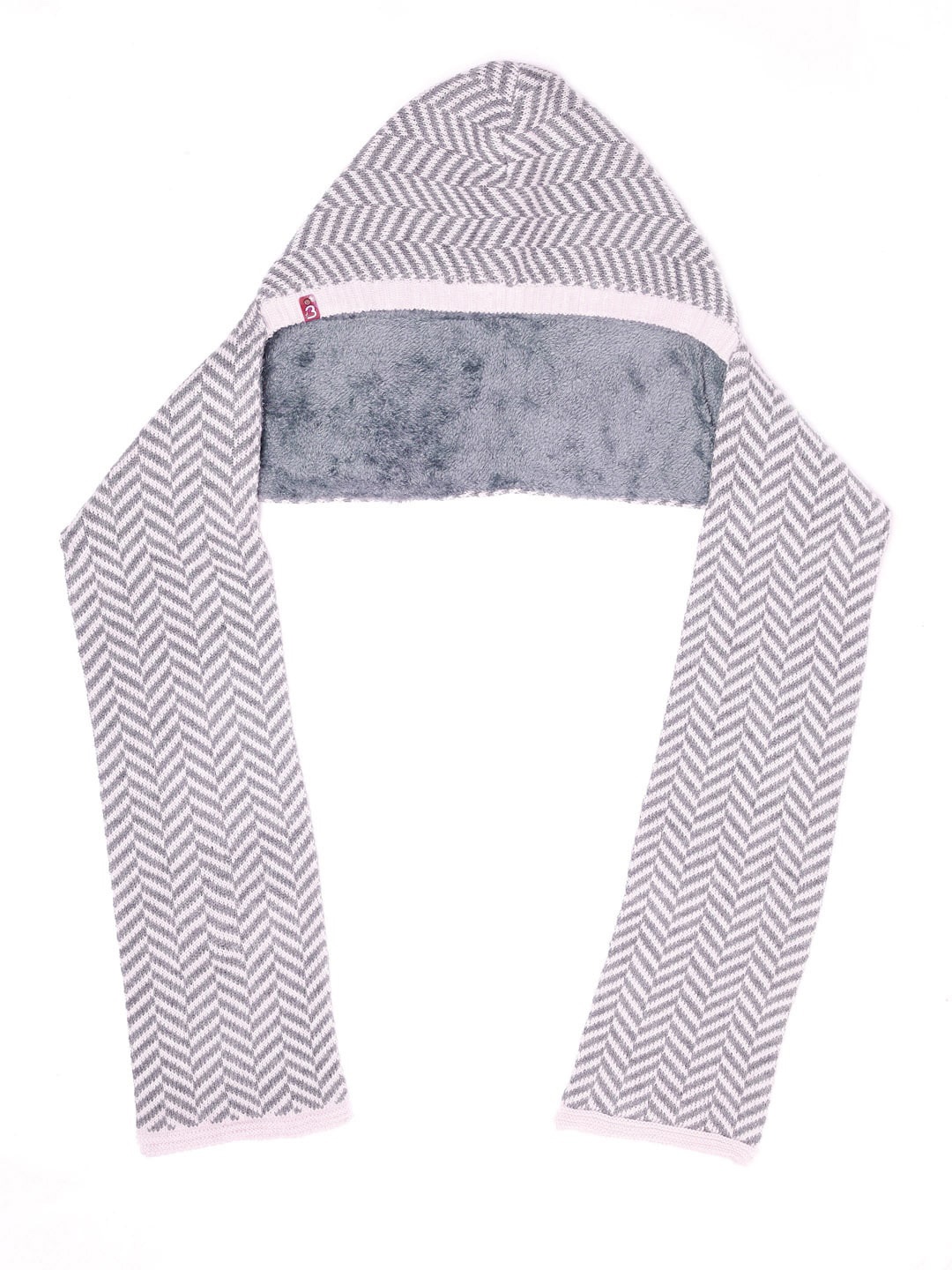 

Bharatasya Kids Chevron Pattern Beanie With Muffler, Grey