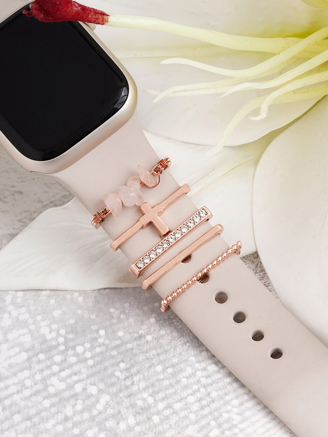 

JOKER & WITCH Women Set Of 5 Stone-Studded Watch Charms, Rose gold