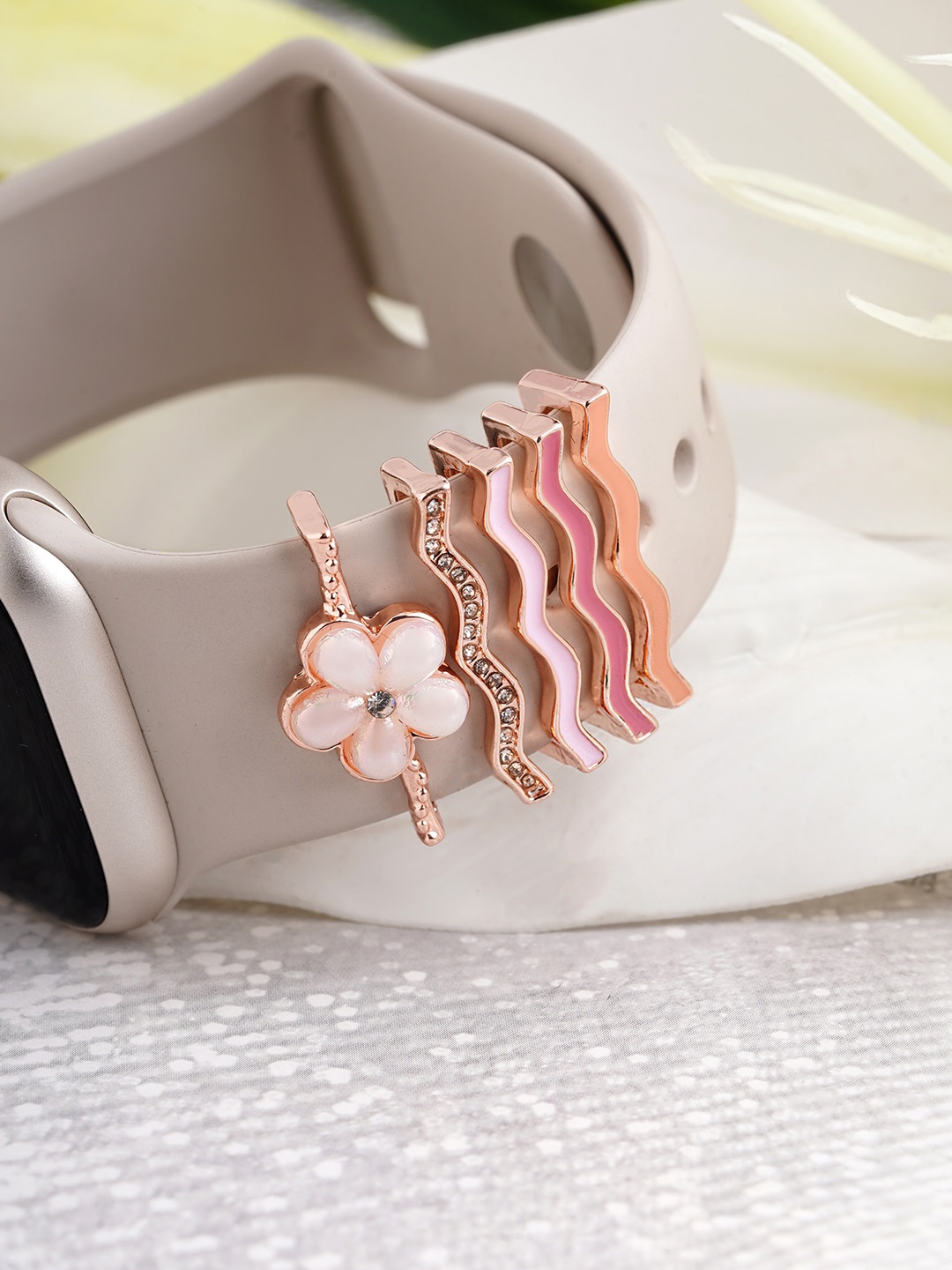 

JOKER & WITCH Women Set Of 5 Stone-Studded Watch Charms, Rose gold