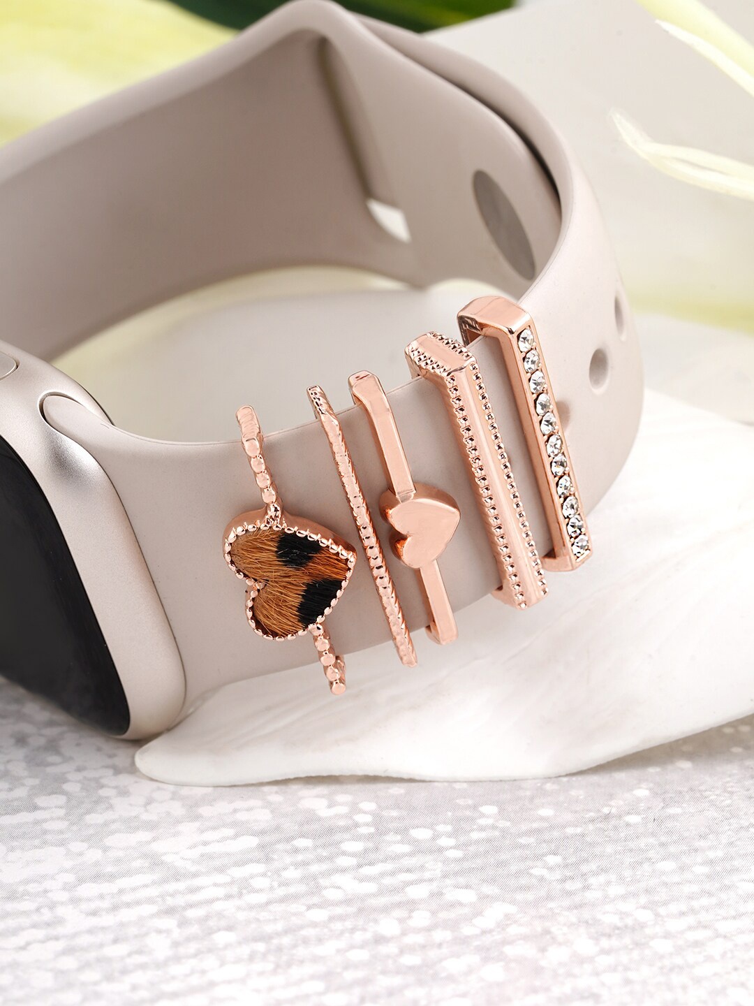 

JOKER & WITCH Women Set Of 5 Stone-Studded Watch Charms, Rose gold