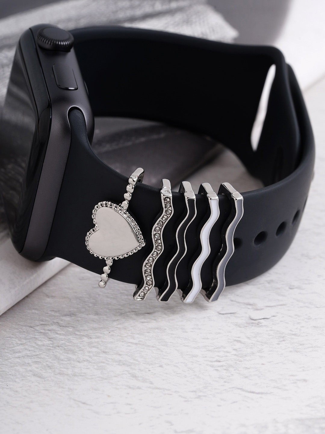 

JOKER & WITCH Women Set Of 5 Stone-Studded Watch Charms, Silver
