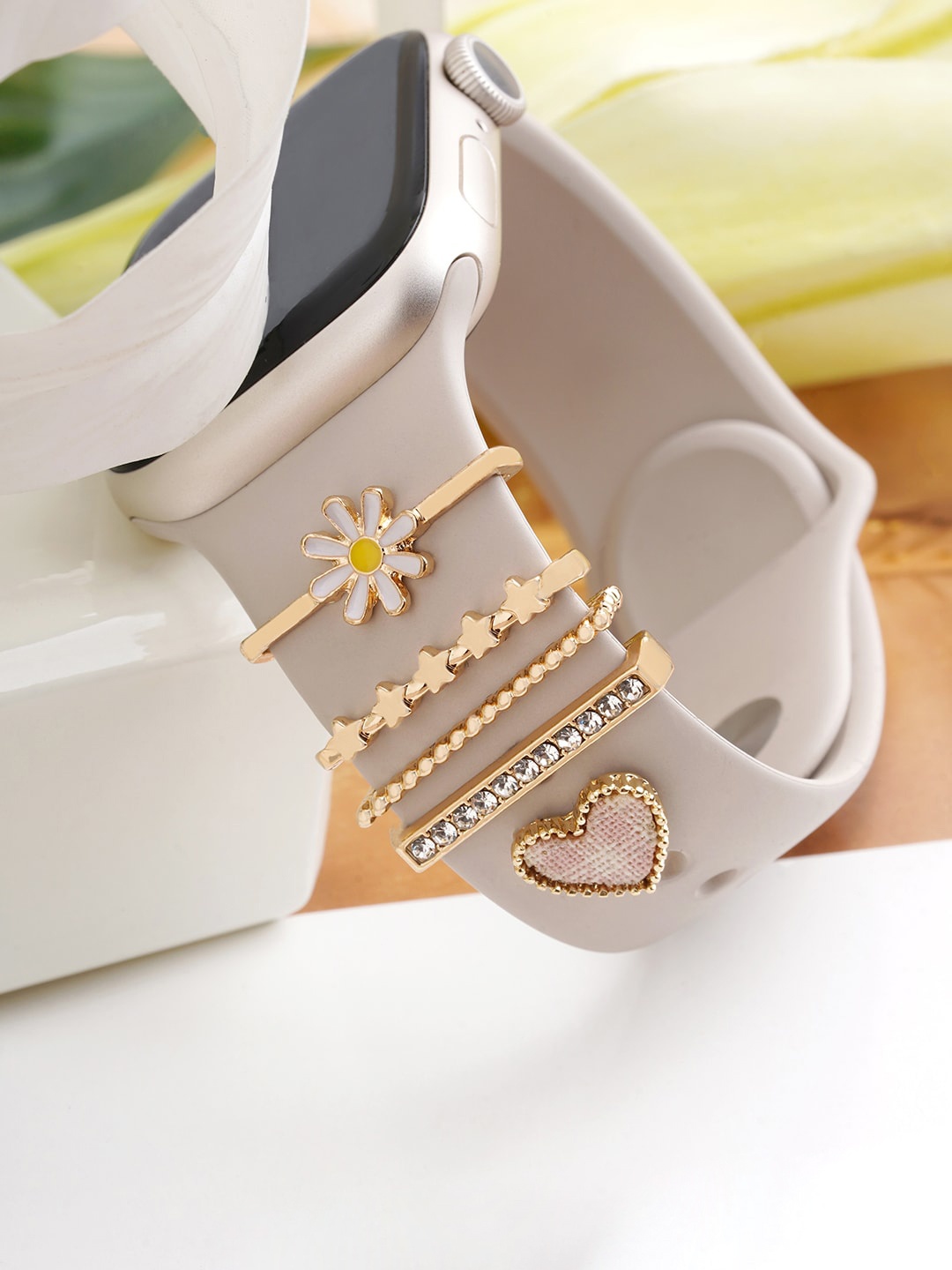 

JOKER & WITCH Women Set Of 5 Stone-Studded Watch Charms, Gold