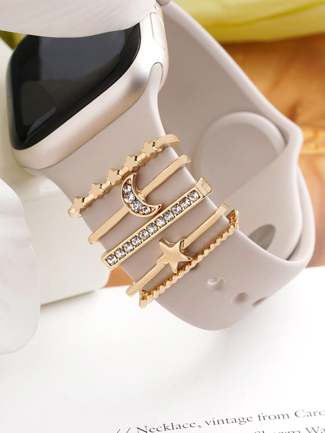 

JOKER & WITCH Women Set Of 5 Stone-Studded Watch Charms, Gold