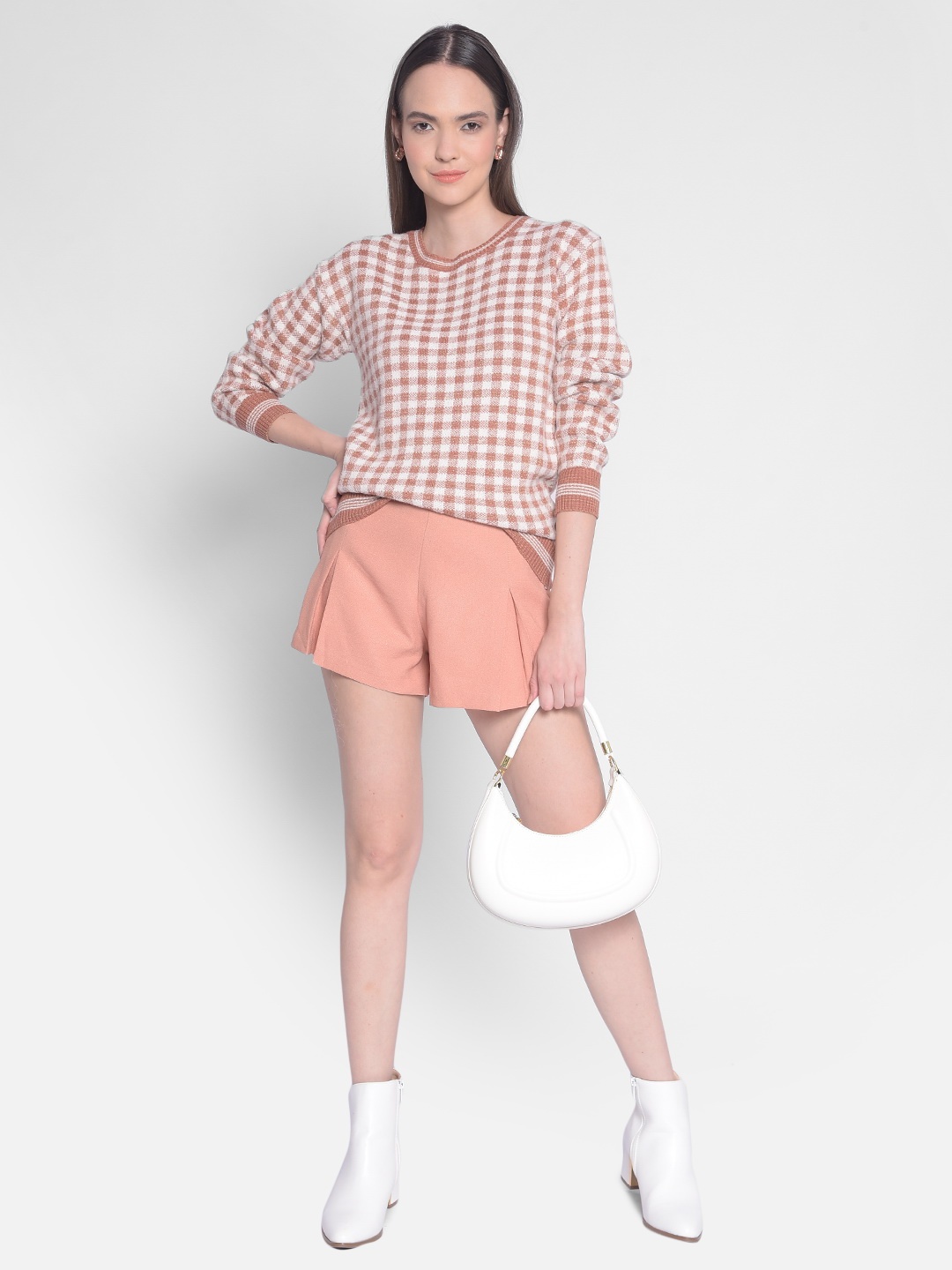 

Crimsoune Club Checked Pullover, Peach
