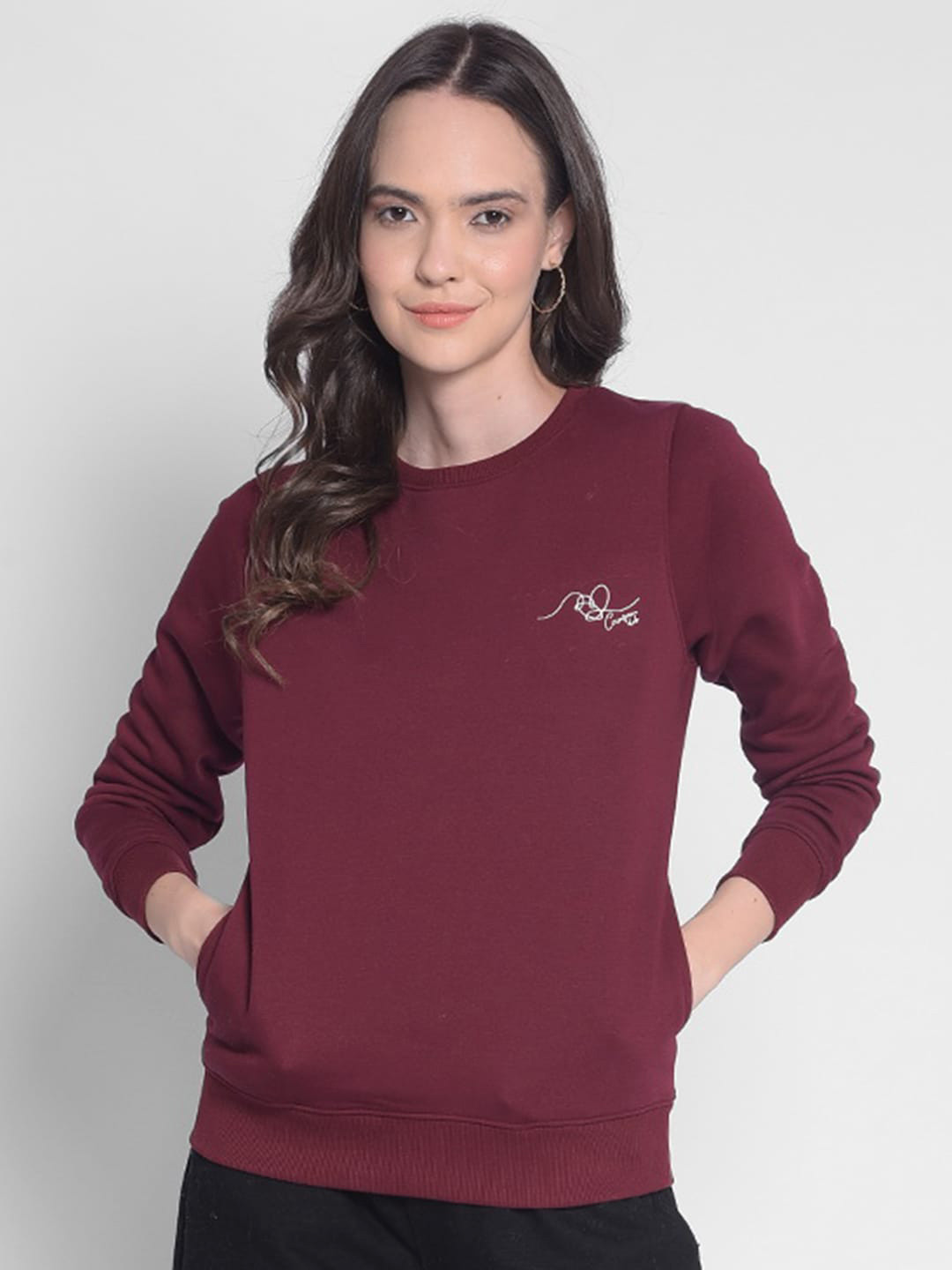 

Crimsoune Club Round Neck Long Sleeve Sweatshirt, Burgundy
