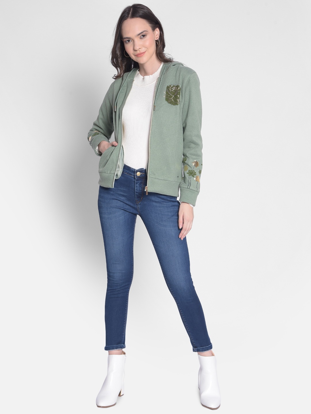 

Crimsoune Club Floral Hooded Sweatshirt, Green