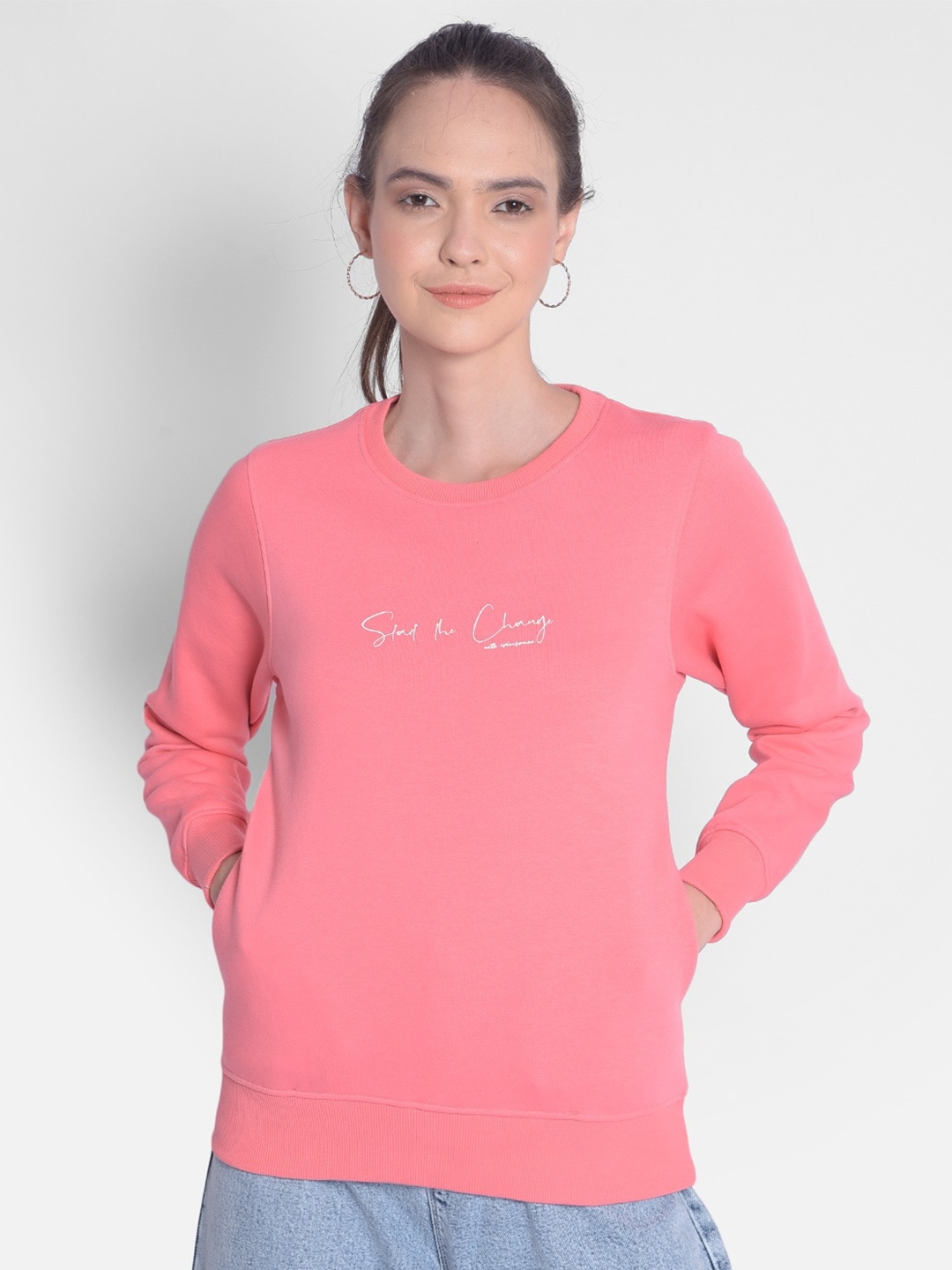 

Crimsoune Club Typography Printed Sweatshirt, Pink