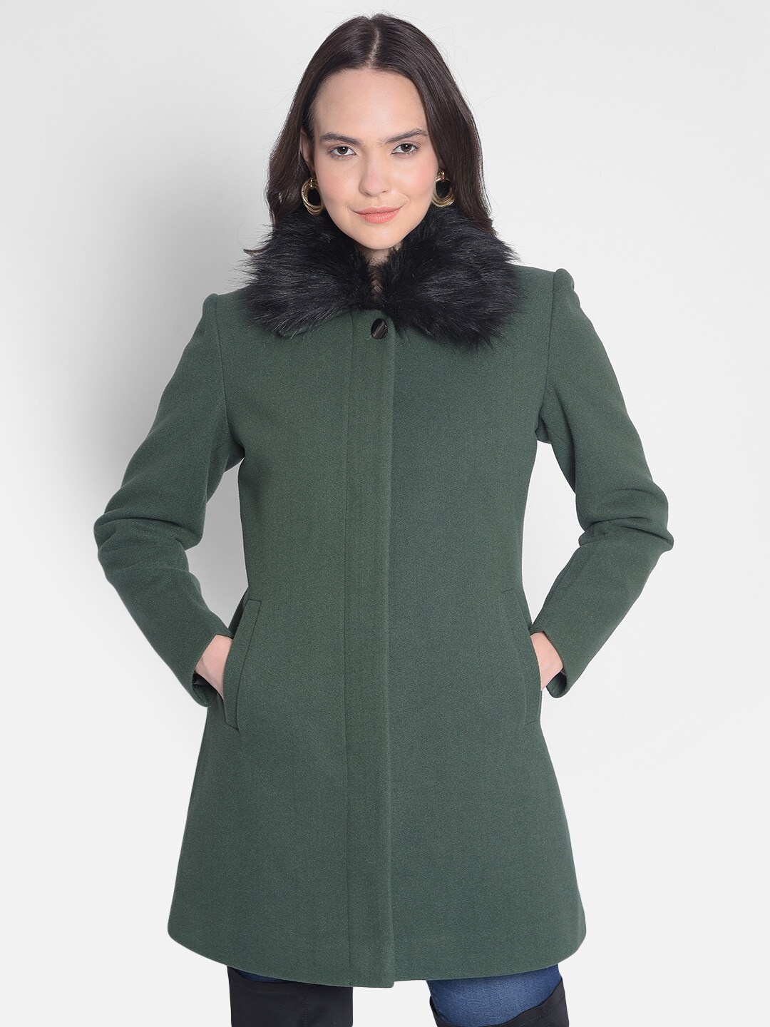 

Crimsoune Club Spread Collar Longline Overcoat, Green