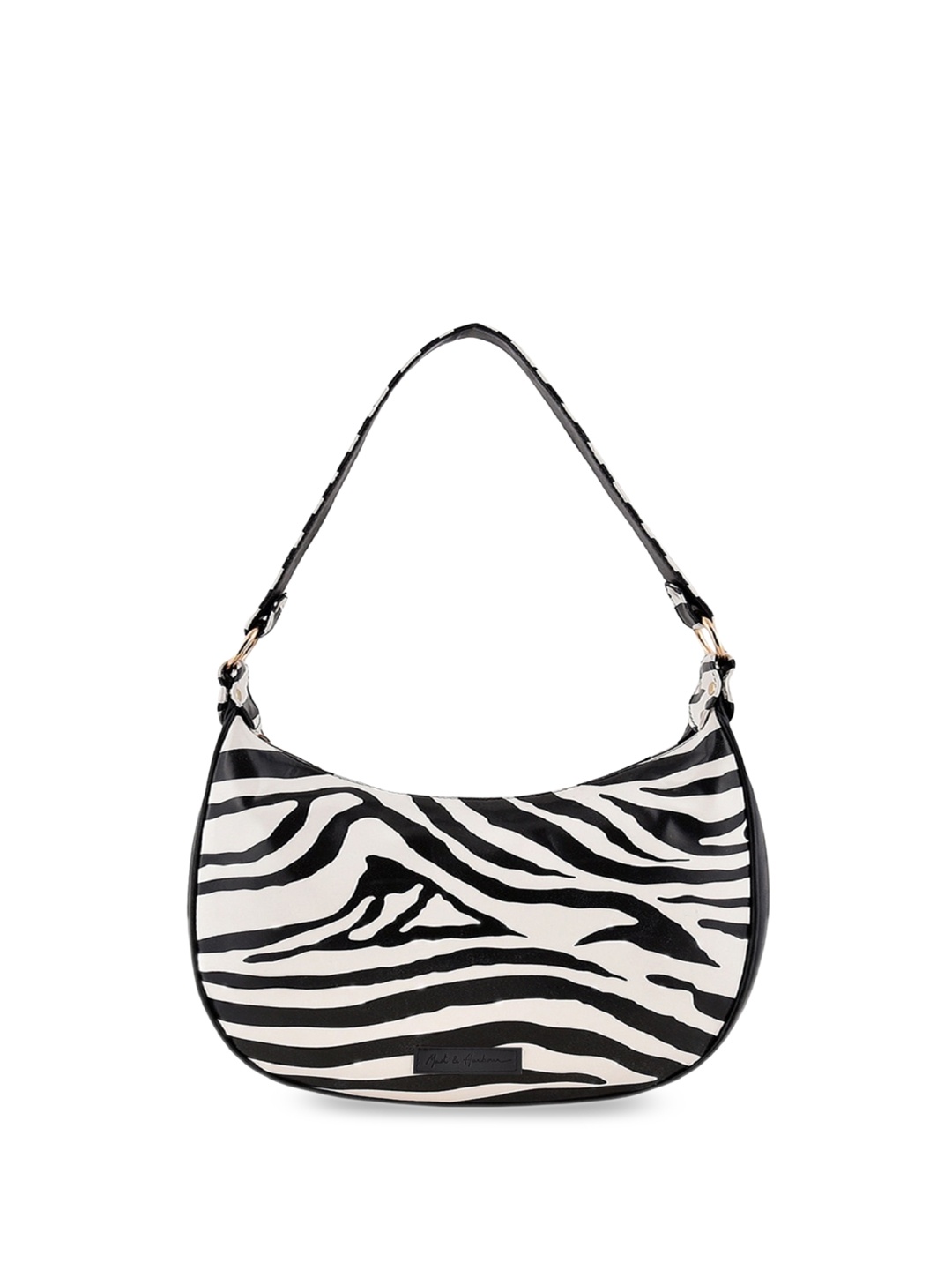 

Mast & Harbour White Abstract Printed Half Moon Hobo Bag