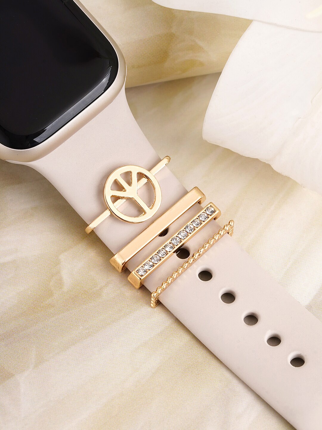 

JOKER & WITCH Women Set Of 4 Embellished Stone-Studded Watch Charms, Gold