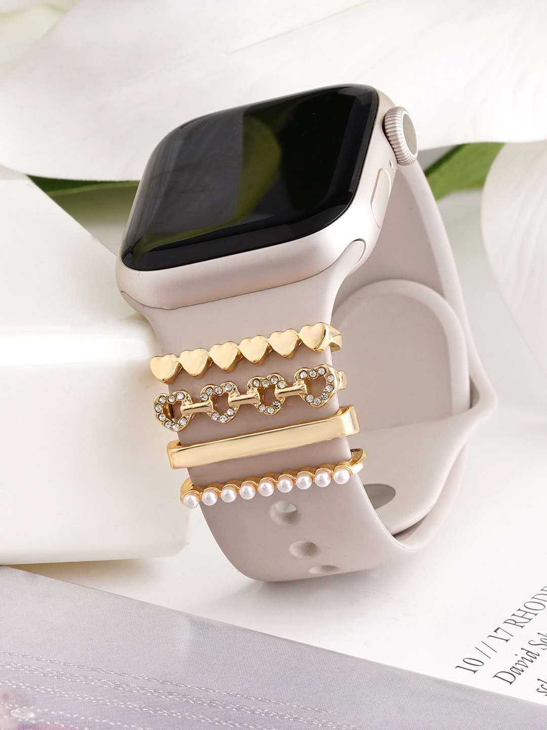 

JOKER & WITCH Women Set Of 4 Stone-Studded Watch Charms, Gold