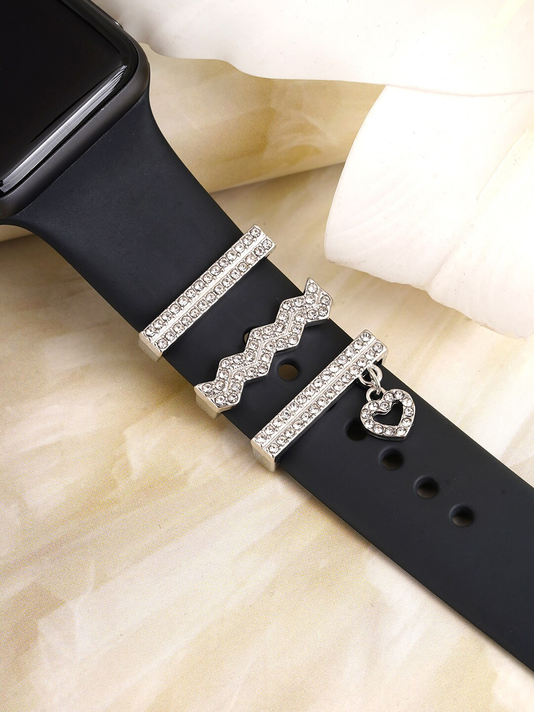 

JOKER & WITCH Women Set Of 3 Stone-Studded Watch Charms, Silver