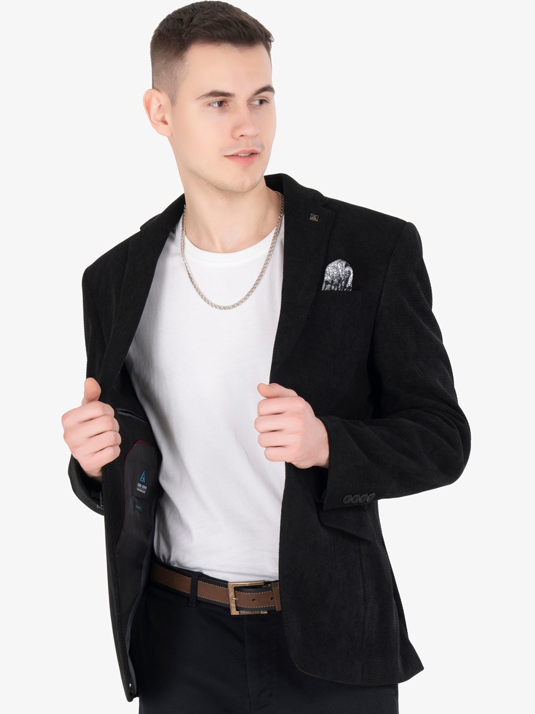 

Denis Parkar Slim-Fit Single Breasted Corduroy Blazer, Black