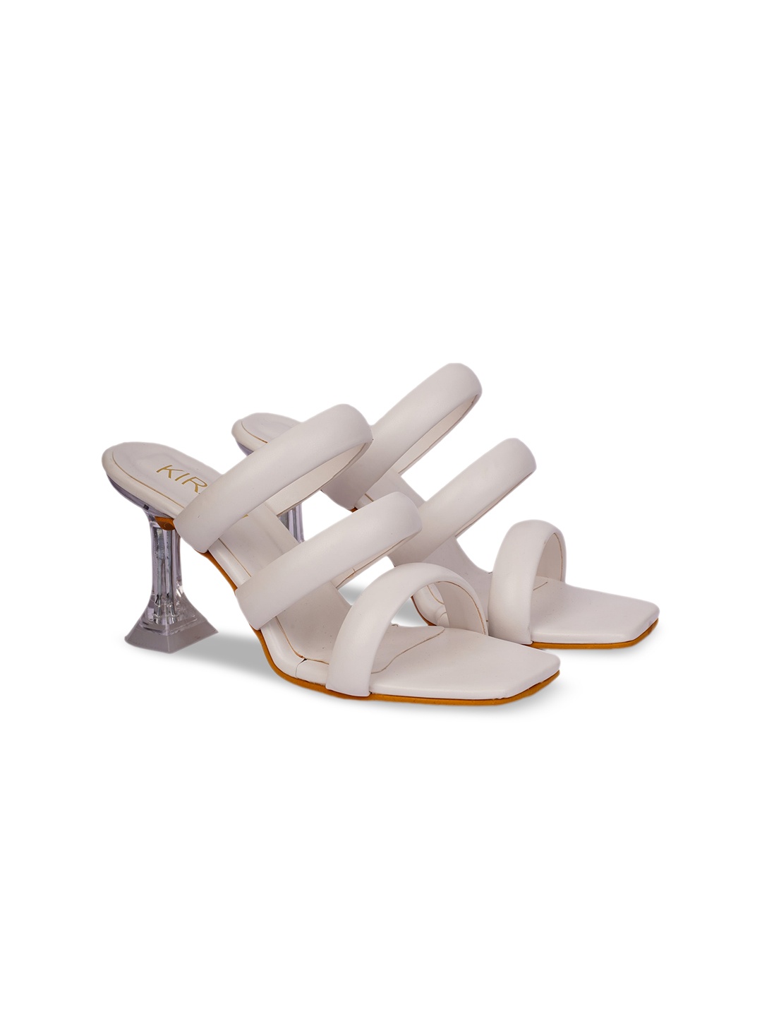 

KIRAVI Square Toe Kitten Heels, White