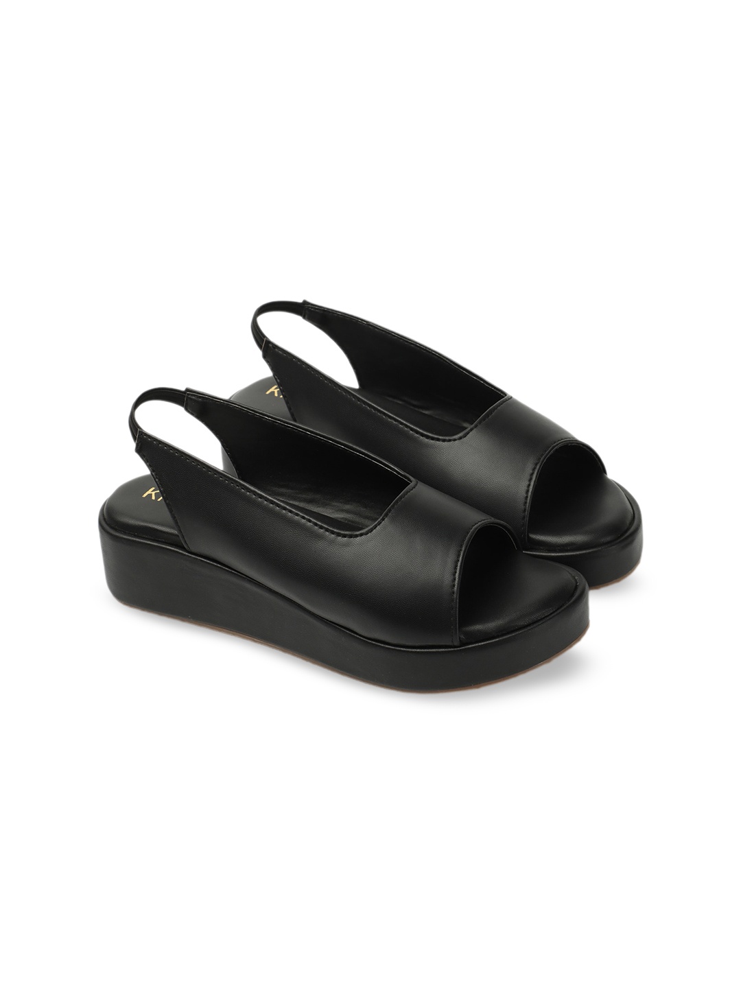 

KIRAVI Round Toe Flatform Heels, Black