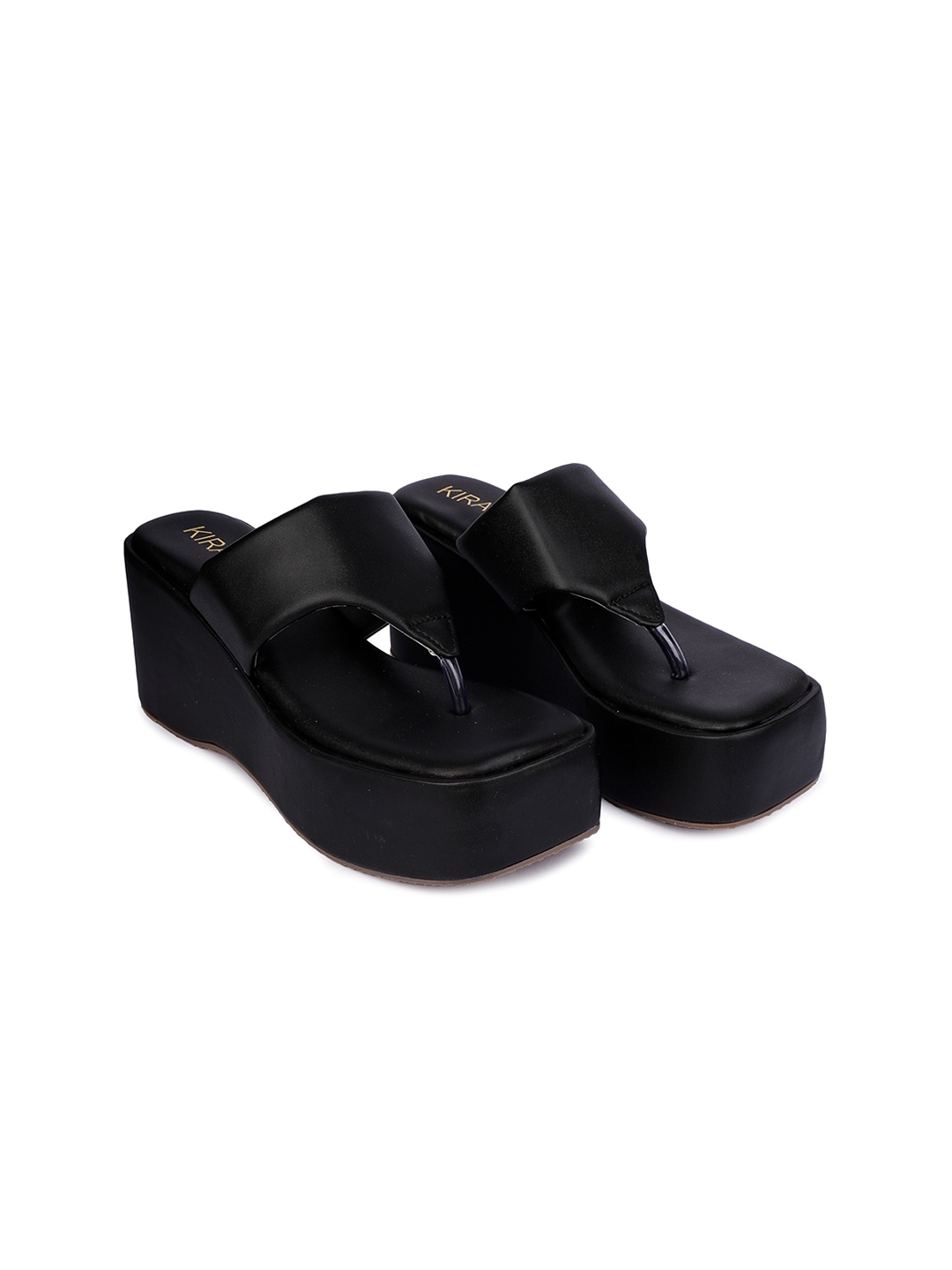 

KIRAVI Open Toe Flatform Heels, Black