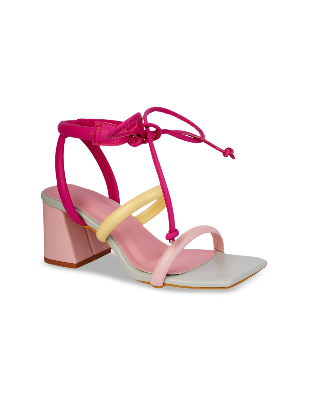 

KIRAVI Colourblocked Open Toe Block Heels, Pink