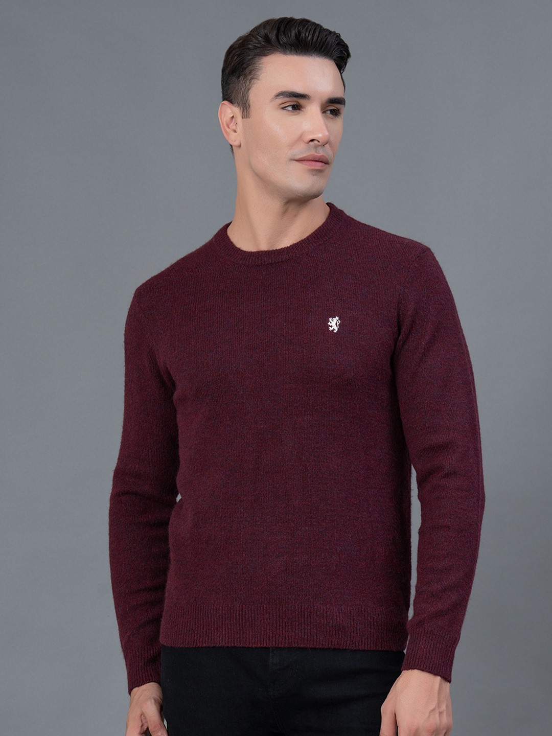 

Red Tape Men Textured Long Sleeves Sweater, Maroon