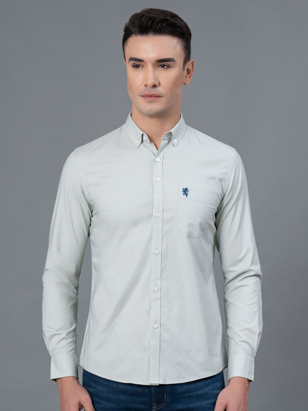 

Red Tape Button-Down Collar Opaque Casual Shirt, Grey