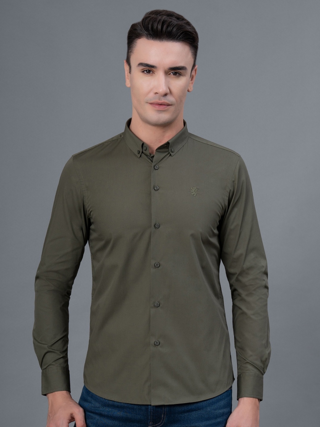 

Red Tape Button-Down Collar Opaque Casual Shirt, Olive