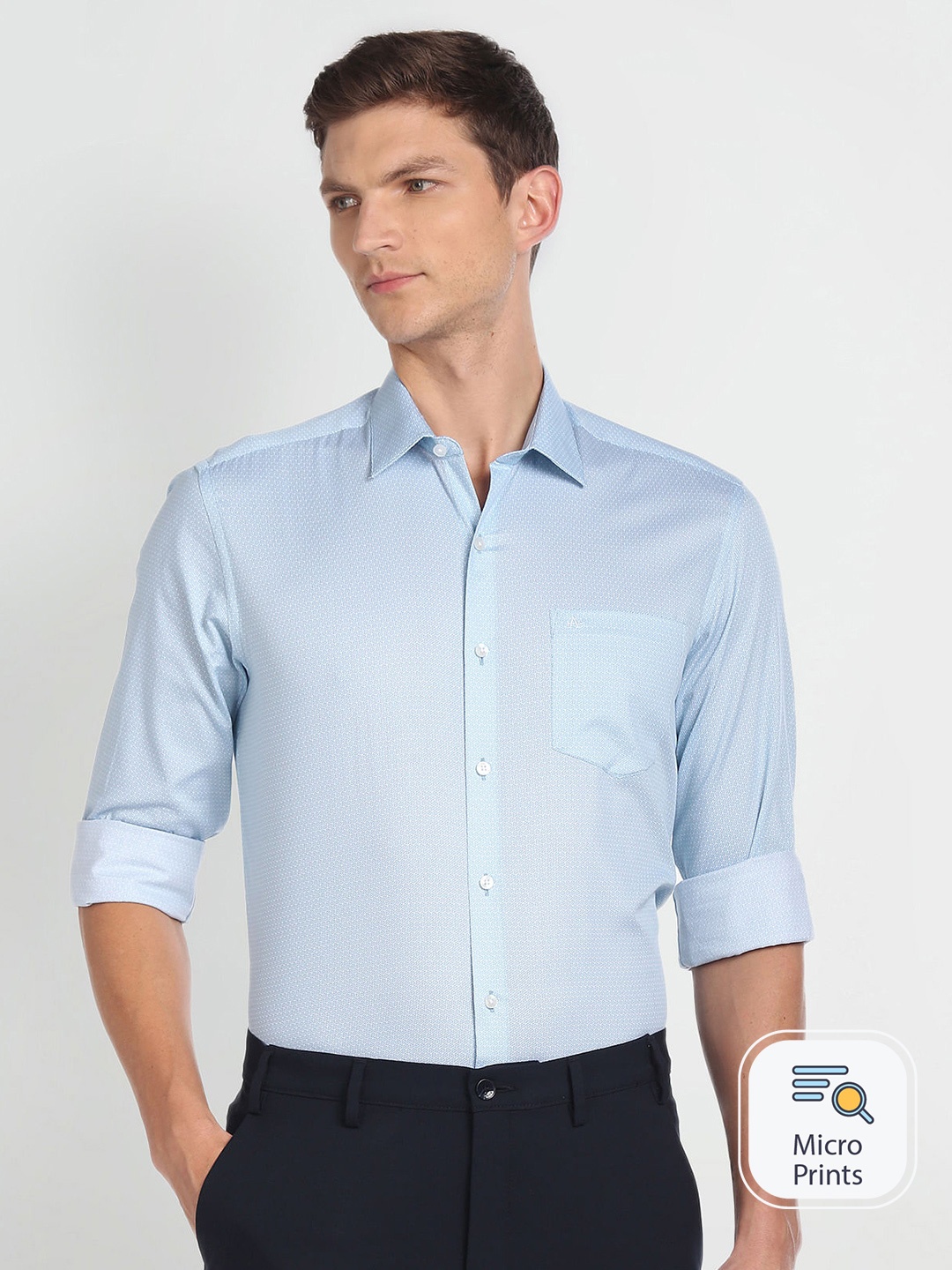 

Arrow Slim Fit Spread Collar Cotton Formal Shirt, Blue