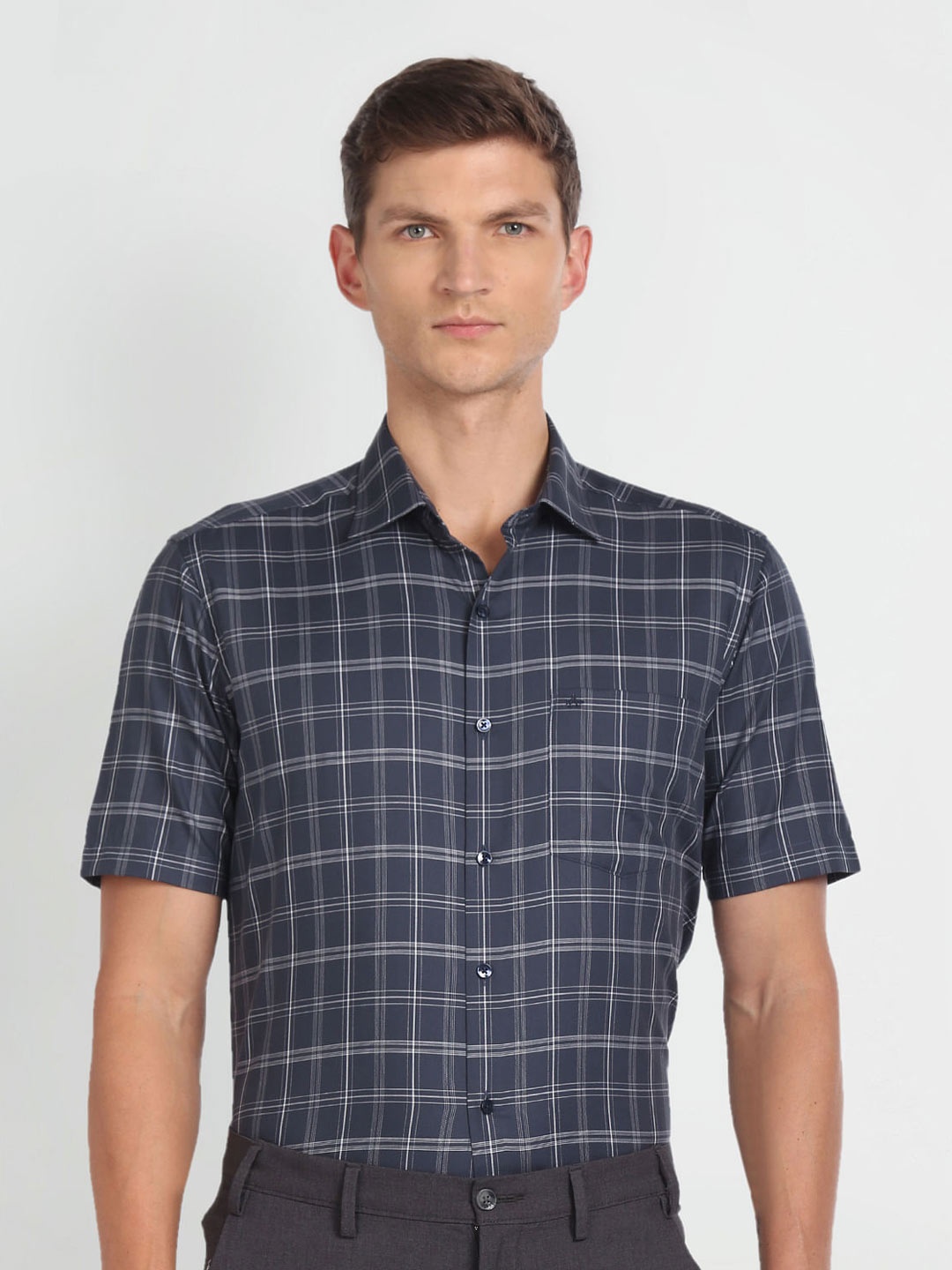 

Arrow Checked Regular Fit Opaque Cotton Formal Shirt, Blue