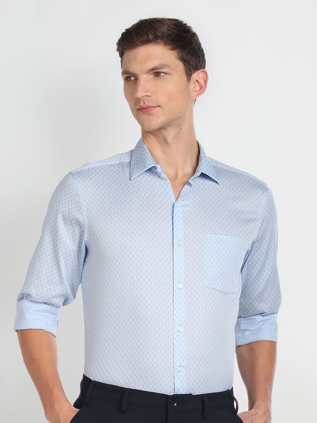 

Arrow Micro Ditsy Printed Twill Weave Pure Cotton Formal Shirt, Blue