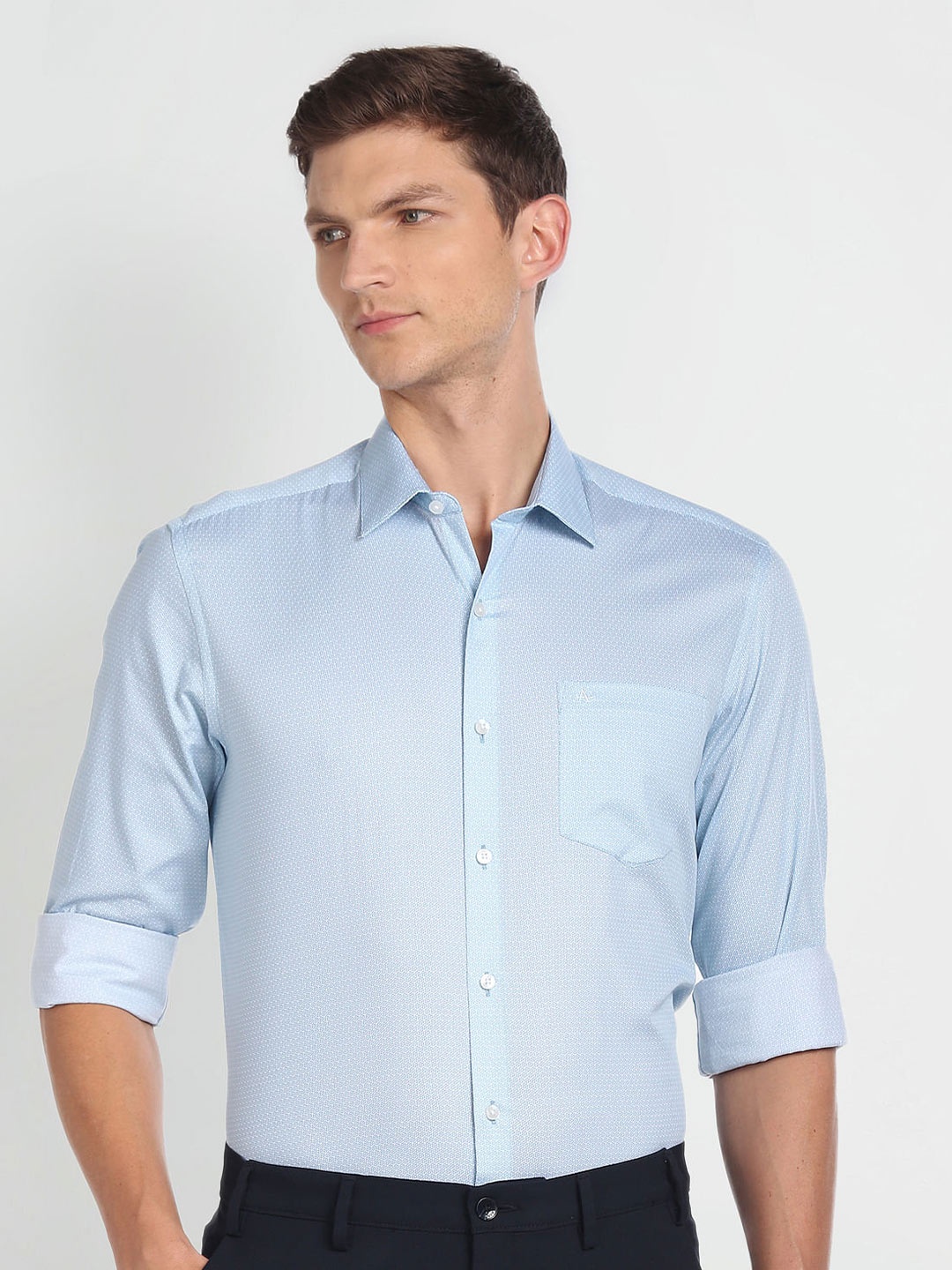 

Arrow Micro Ditsy Printed Slim Fit Opaque Cotton Formal Shirt, Blue