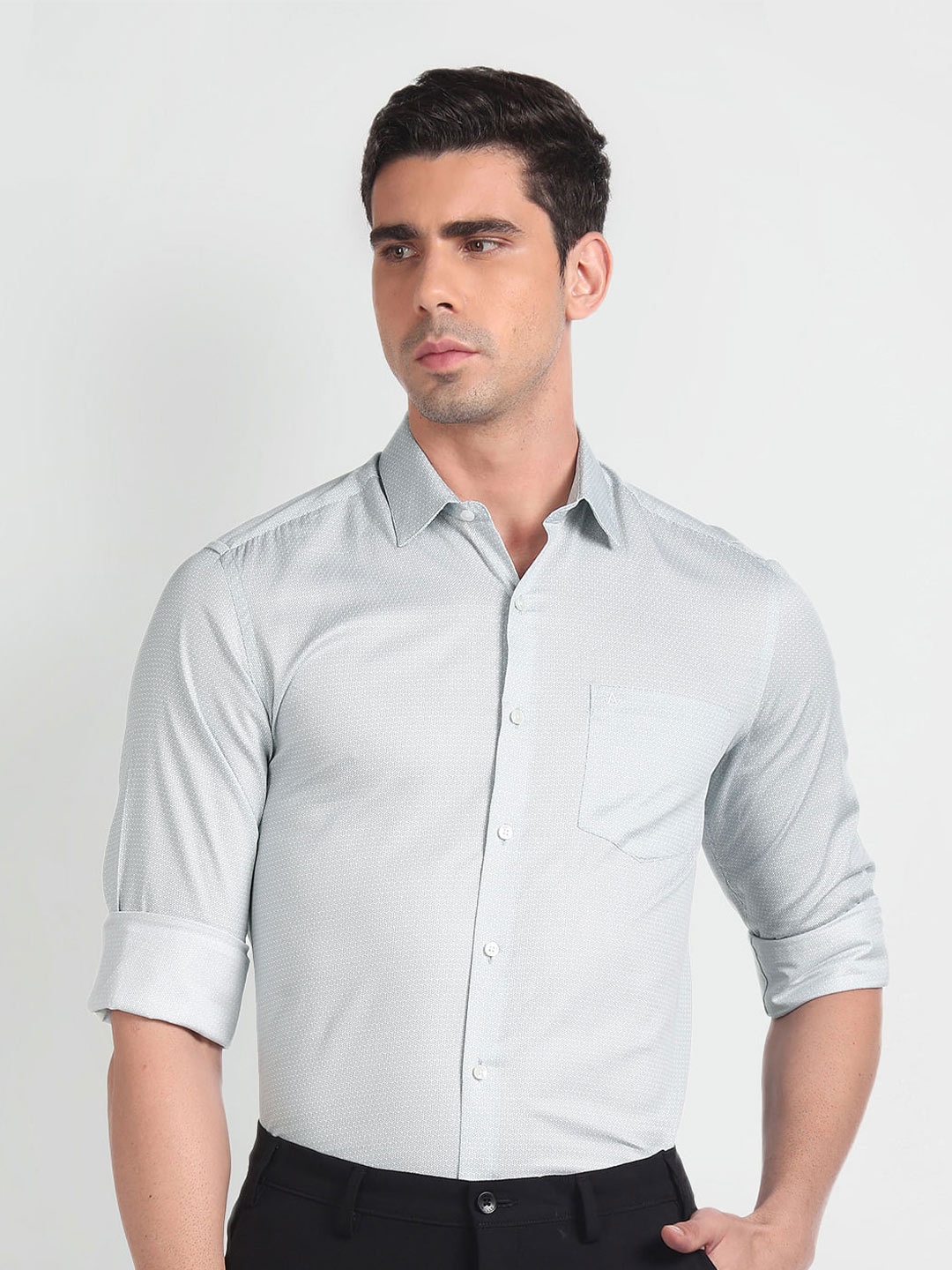 

Arrow Manhattan Slim Fit Micro Ditsy Printed Cotton Formal Shirt, Grey