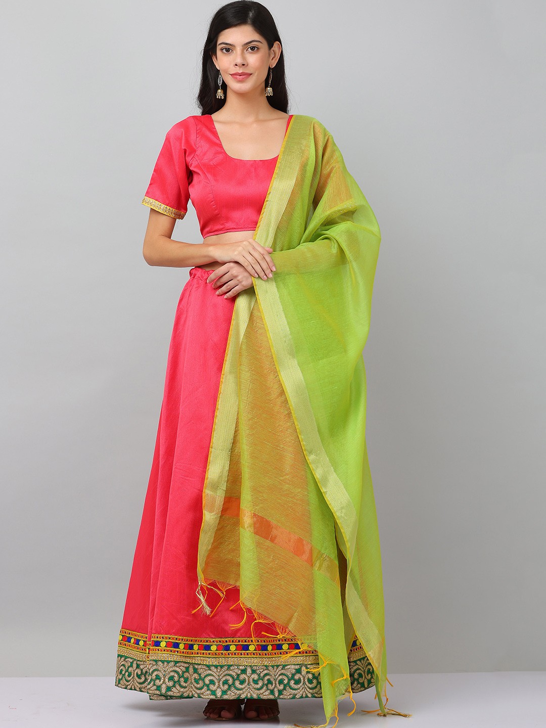 

KAANCHIE NANGGIA Ready to Wear Silk Lehenga & Blouse With Dupatta, Pink