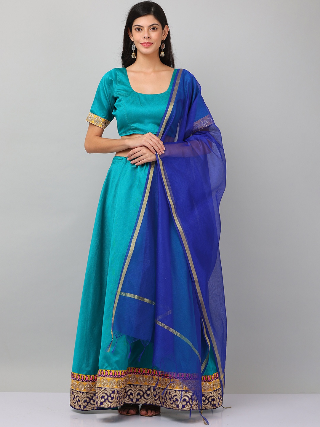 

KAANCHIE NANGGIA Silk Ready to Wear Lehenga & Blouse With Dupatta, Turquoise blue