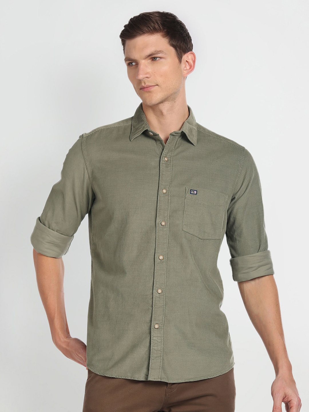 

Arrow Sport Slim Fit Corduroy Pure Cotton Casual Shirt, Green