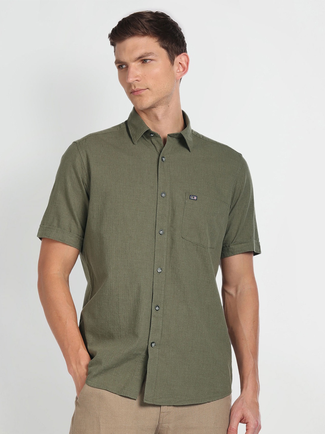 

Arrow Sport Short Sleeves Pure Cotton Casual Shirt, Green