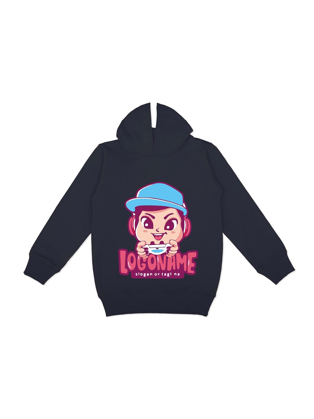 

YK Boys Graphic Printed Hooded Fleece Sweatshirt, Navy blue