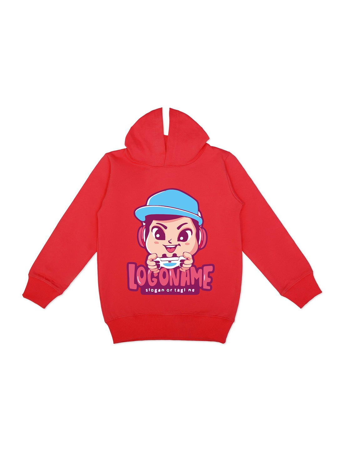 

YK Boys Graphic Printed Hooded Fleece Sweatshirt, Red