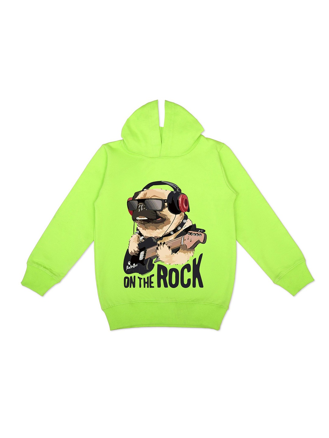 

YK Boys Graphic Printed Hooded Fleece Sweatshirt, Lime green