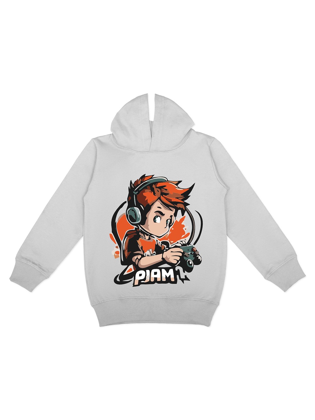 

YK Boys Graphic Printed Hooded Fleece Sweatshirt, Grey