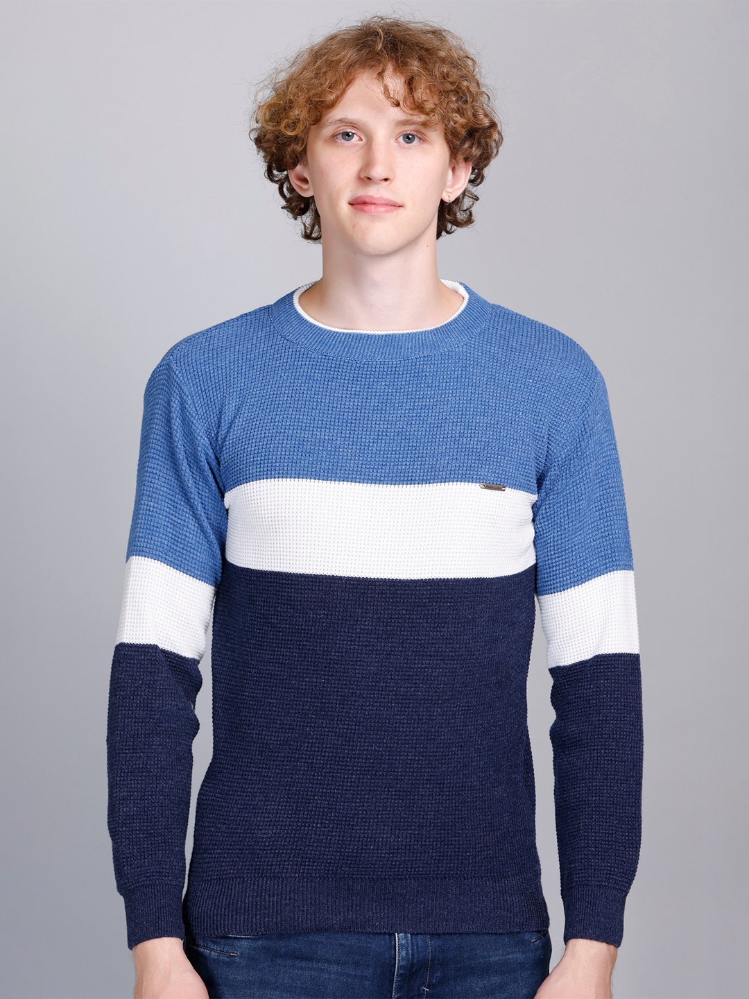

GODFREY Colourblocked Acrylic Pullover, Blue