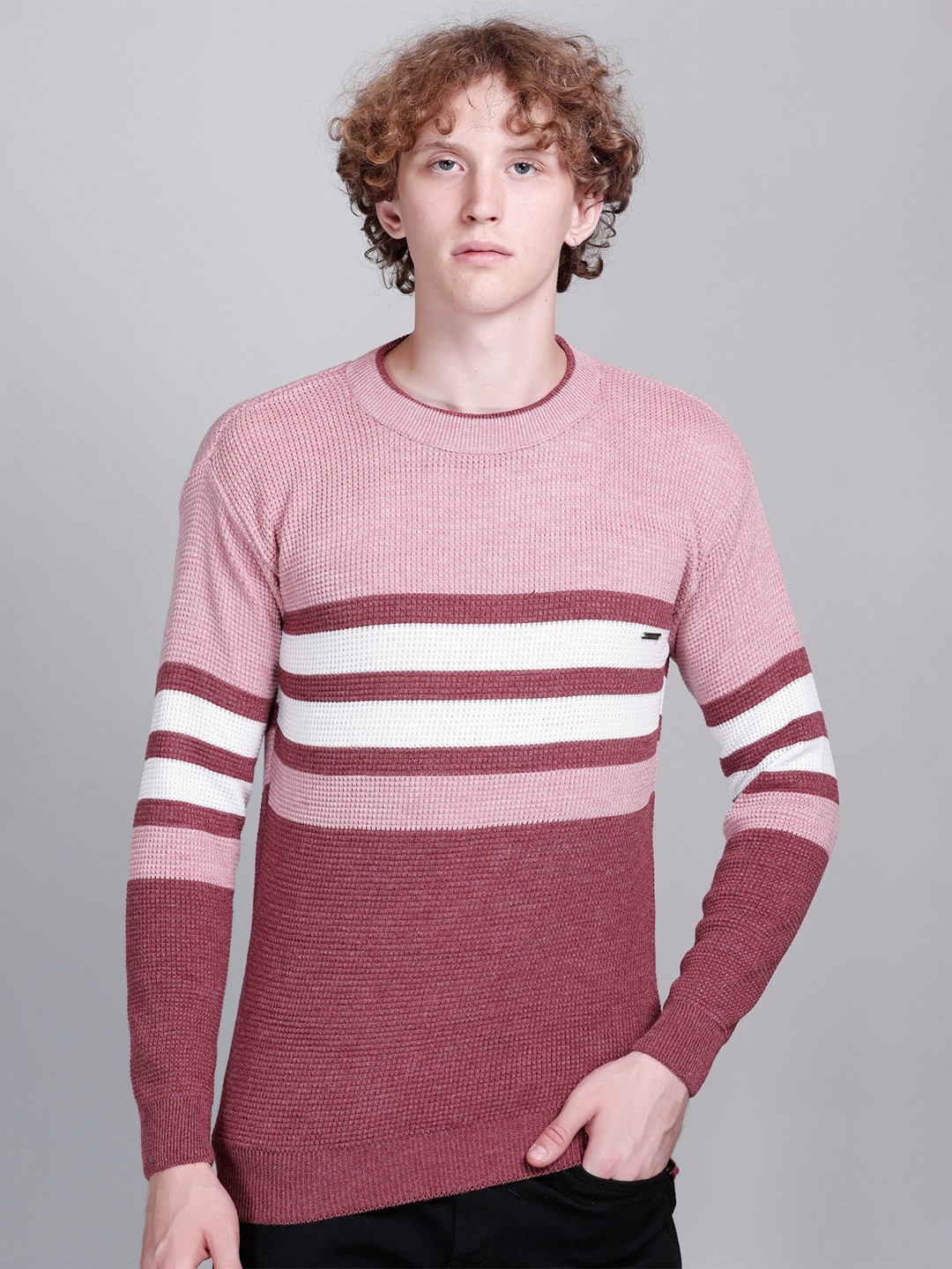 

GODFREY Colourblocked Acrylic Pullover, Rose