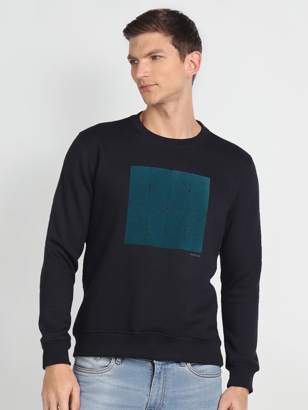 

Arrow Sport Printed Round Neck Sweatshirt, Blue