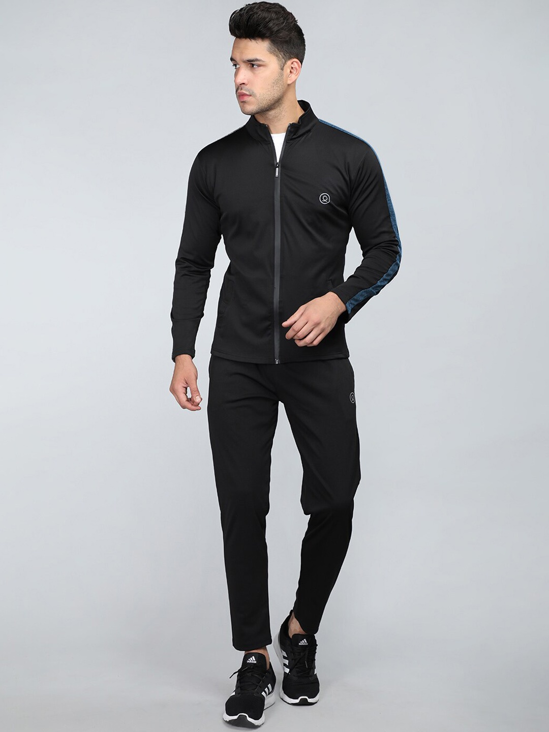 

CHKOKKO Mock Collar Sports Tracksuit, Black