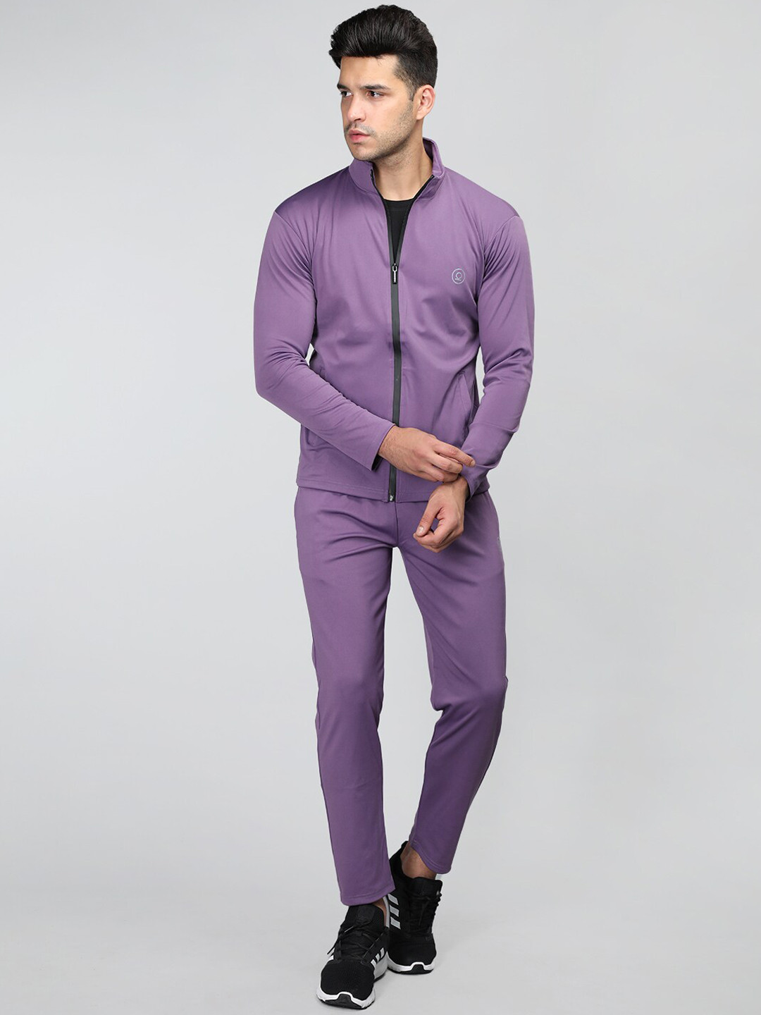 

CHKOKKO Mock Collar Sports Tracksuit, Purple