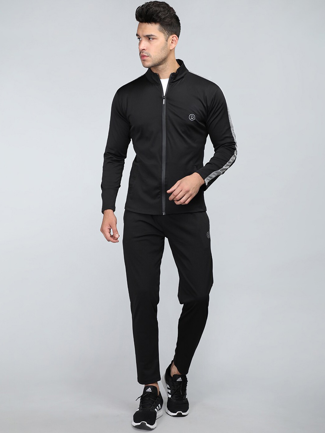 

CHKOKKO Mock Collar Sports Tracksuit, Black