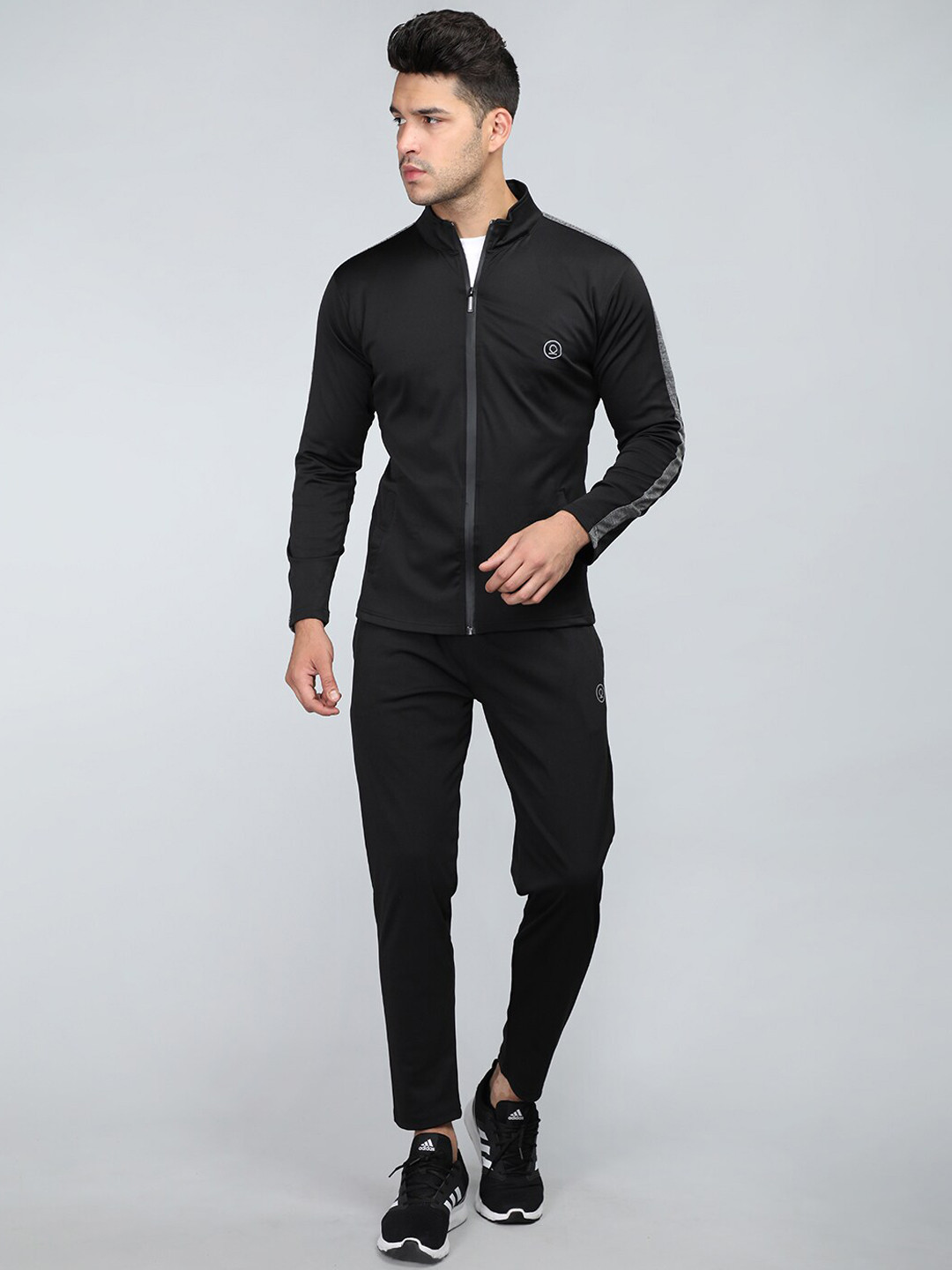 

CHKOKKO Mock Collar Sports Tracksuit, Black