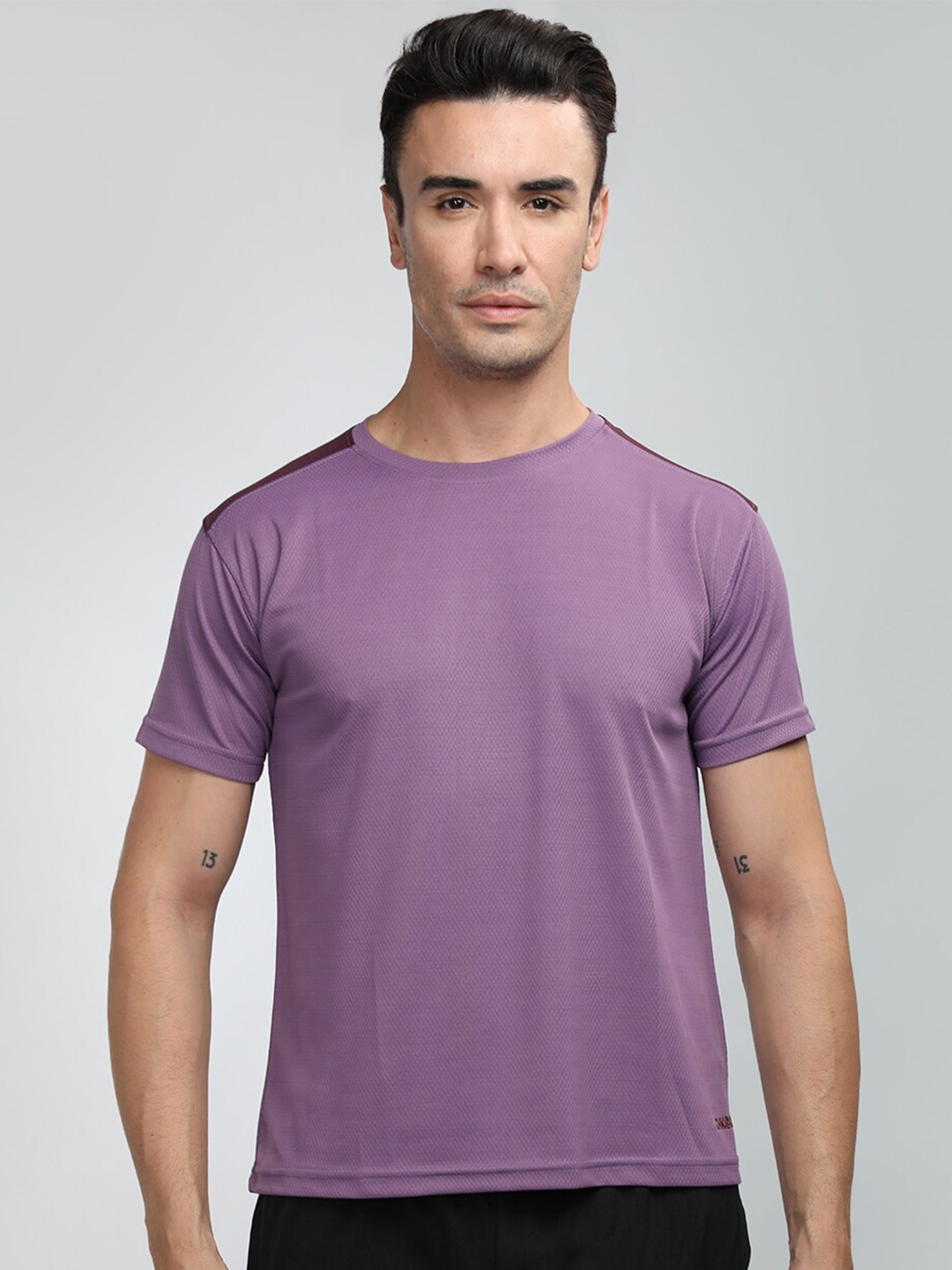 

CHKOKKO Round Neck Short Sleeves Sports T-shirt, Purple