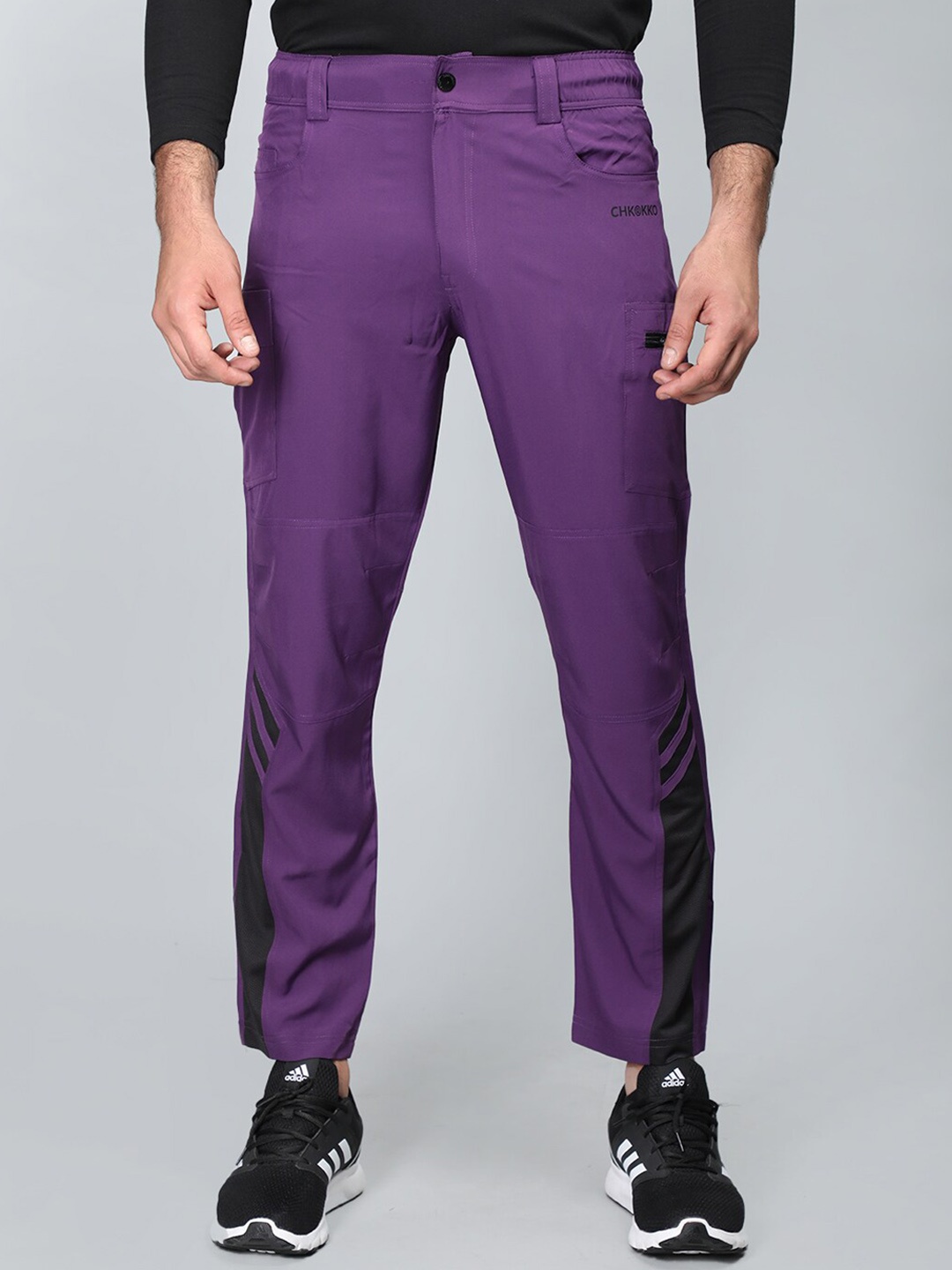 

CHKOKKO Men Colourblocked Sports Track Pants, Purple