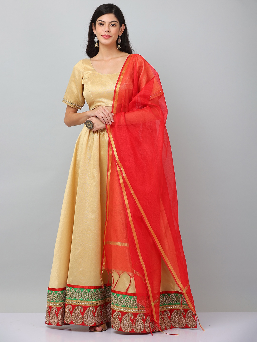 

KAANCHIE NANGGIA Ready To Wear Lehenga & Blouse With Dupatta, Beige