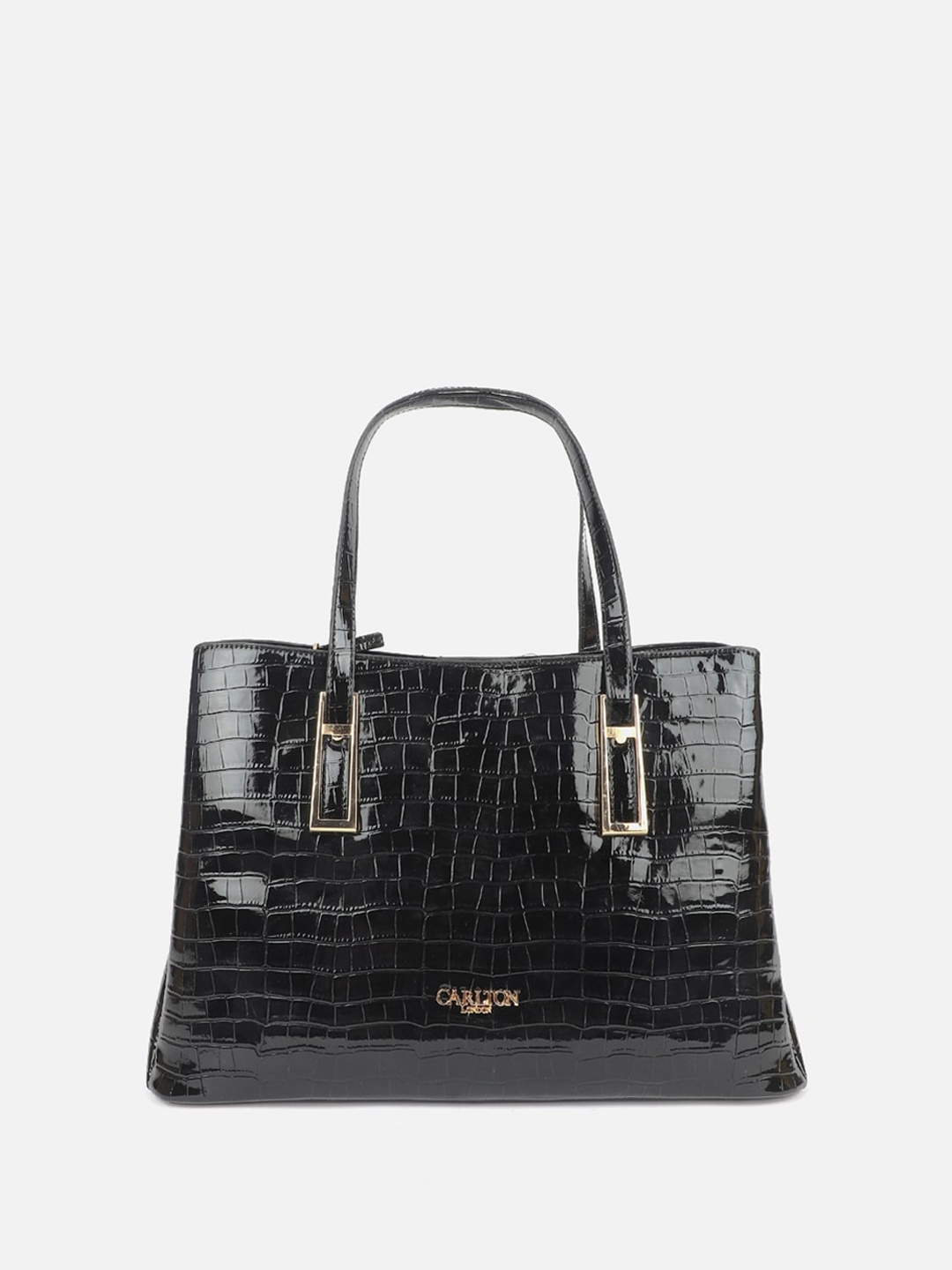

Carlton London Textured Structured Handheld Bag, Black