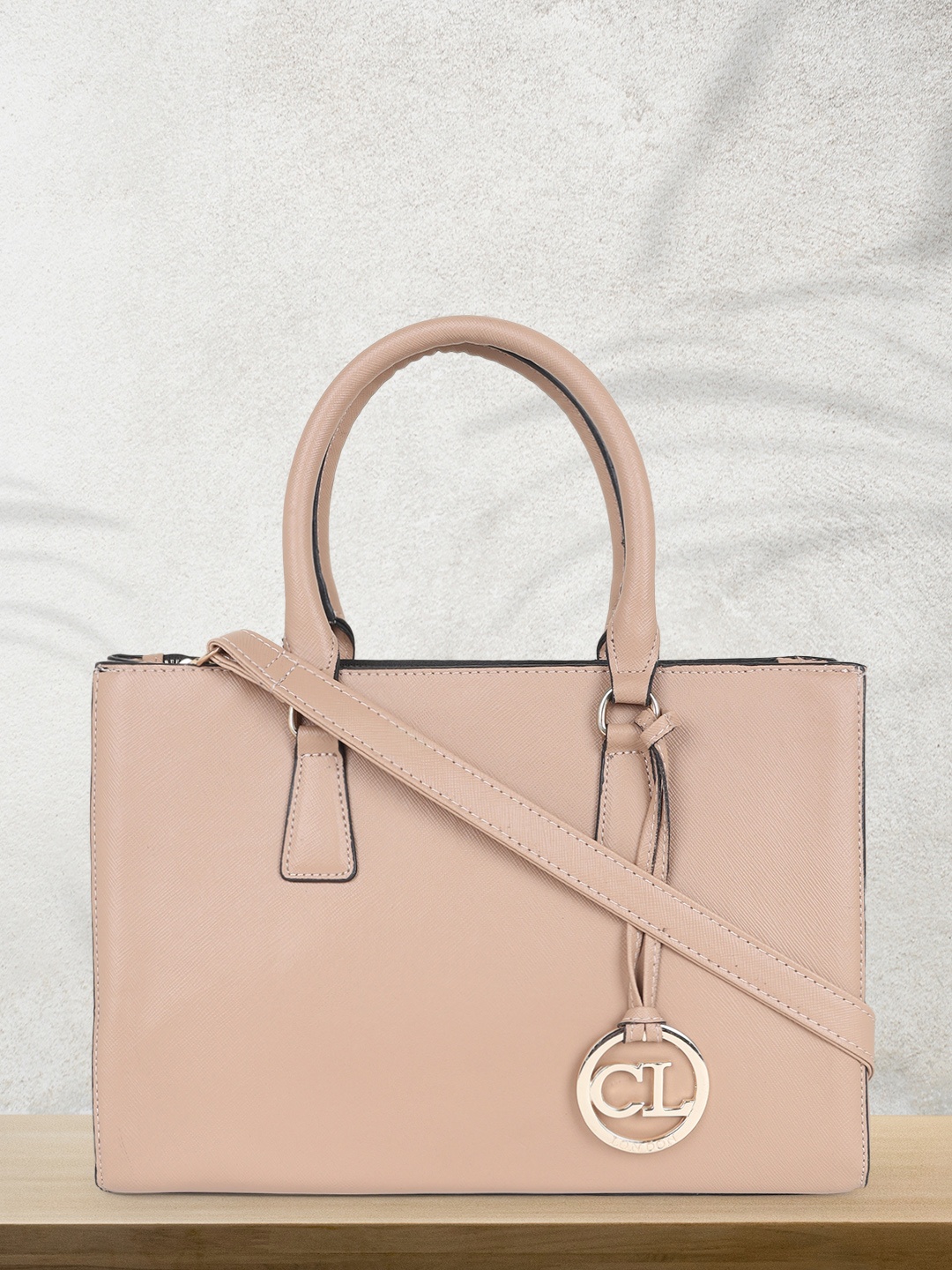 

Carlton London Oversized Structured Handheld Bag, Beige