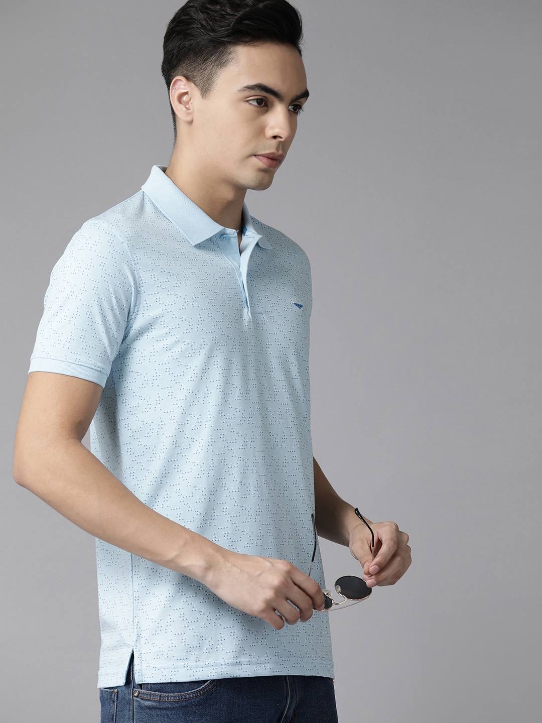 

Park Avenue Men Printed Polo Collar Slim Fit T-shirt, Blue